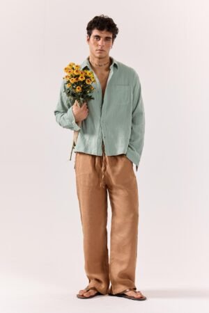 Aqua Green Gauze Holiday Shirt