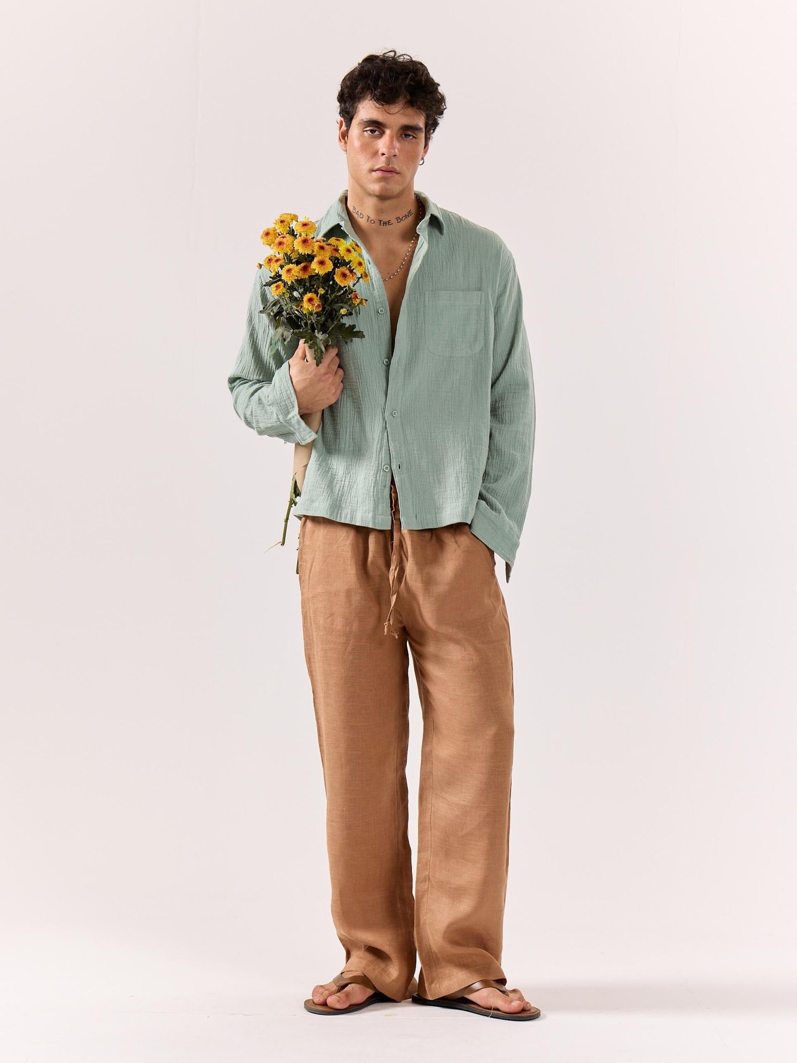 Aqua Green Gauze Holiday Shirt