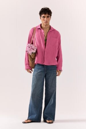 Dark Pink Gauze Holiday Shirt