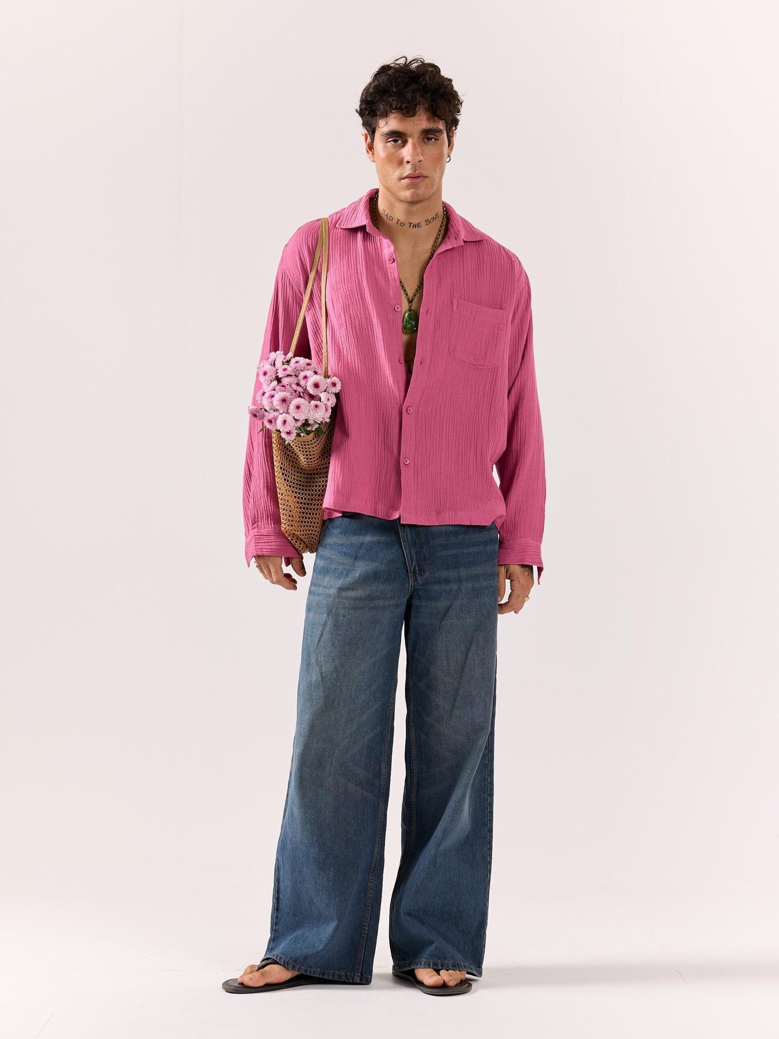 Dark Pink Gauze Holiday Shirt
