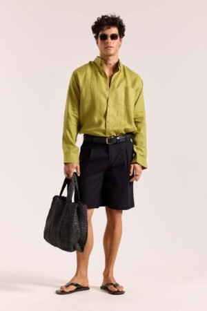 Lime Green 60s Lea Linen Shirt