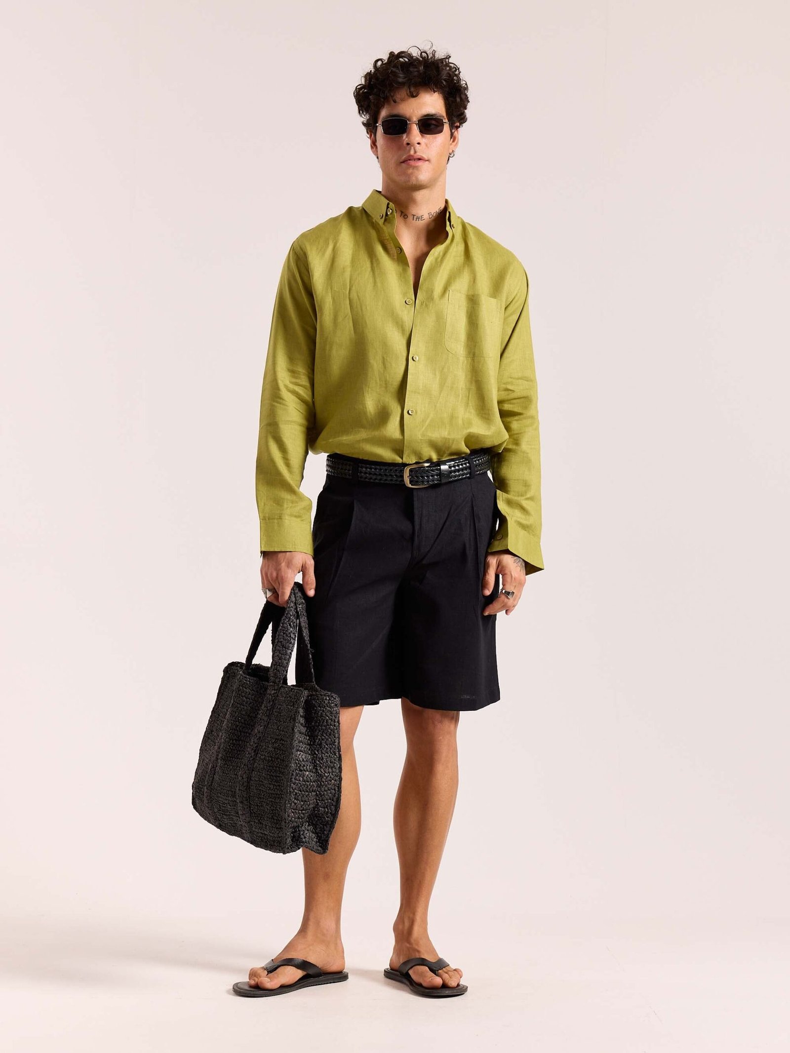 Lime Green 60s Lea Linen Shirt