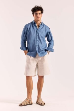 Dusty Blue 60s Lea Linen Shirt