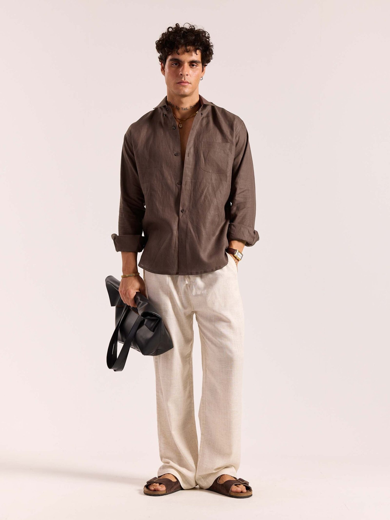 Dark Brown 60s Lea Linen Shirt ( Pre-Order )