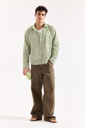 Matcha Seersucker Oversized Shirt