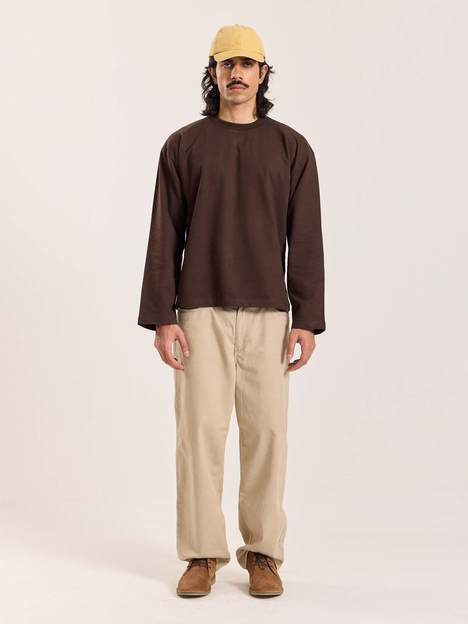 Dark Brown Loose Fit Cropped T-Shirt