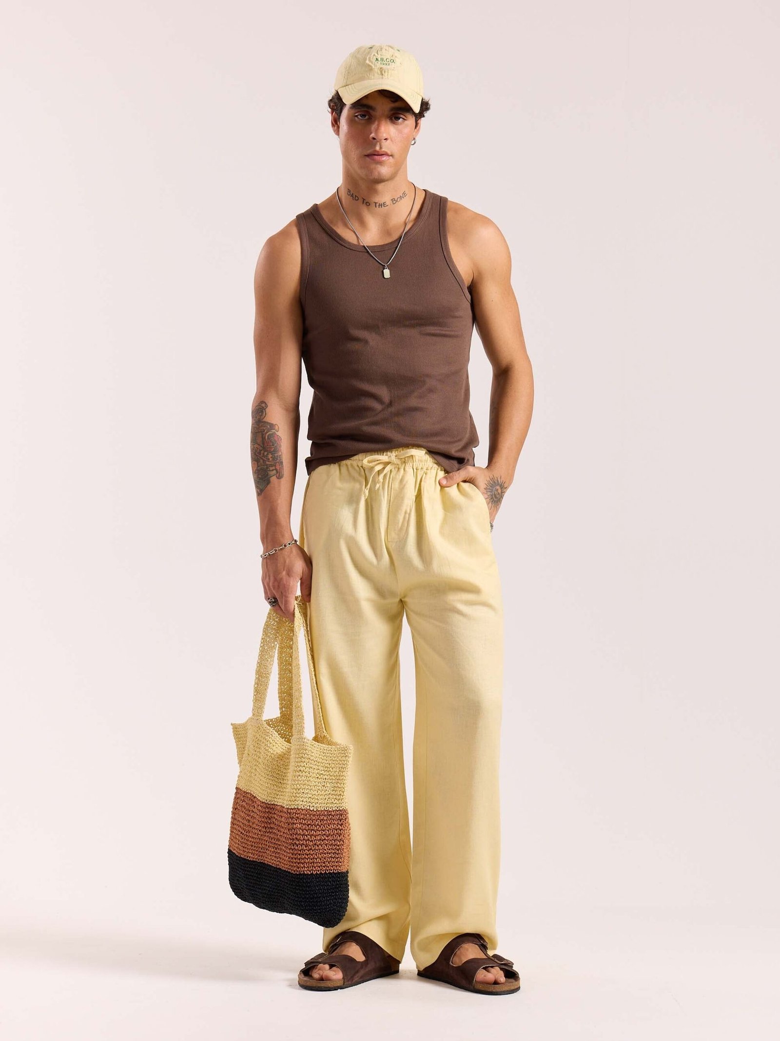 Butter Yellow Linen Pull-on Pants