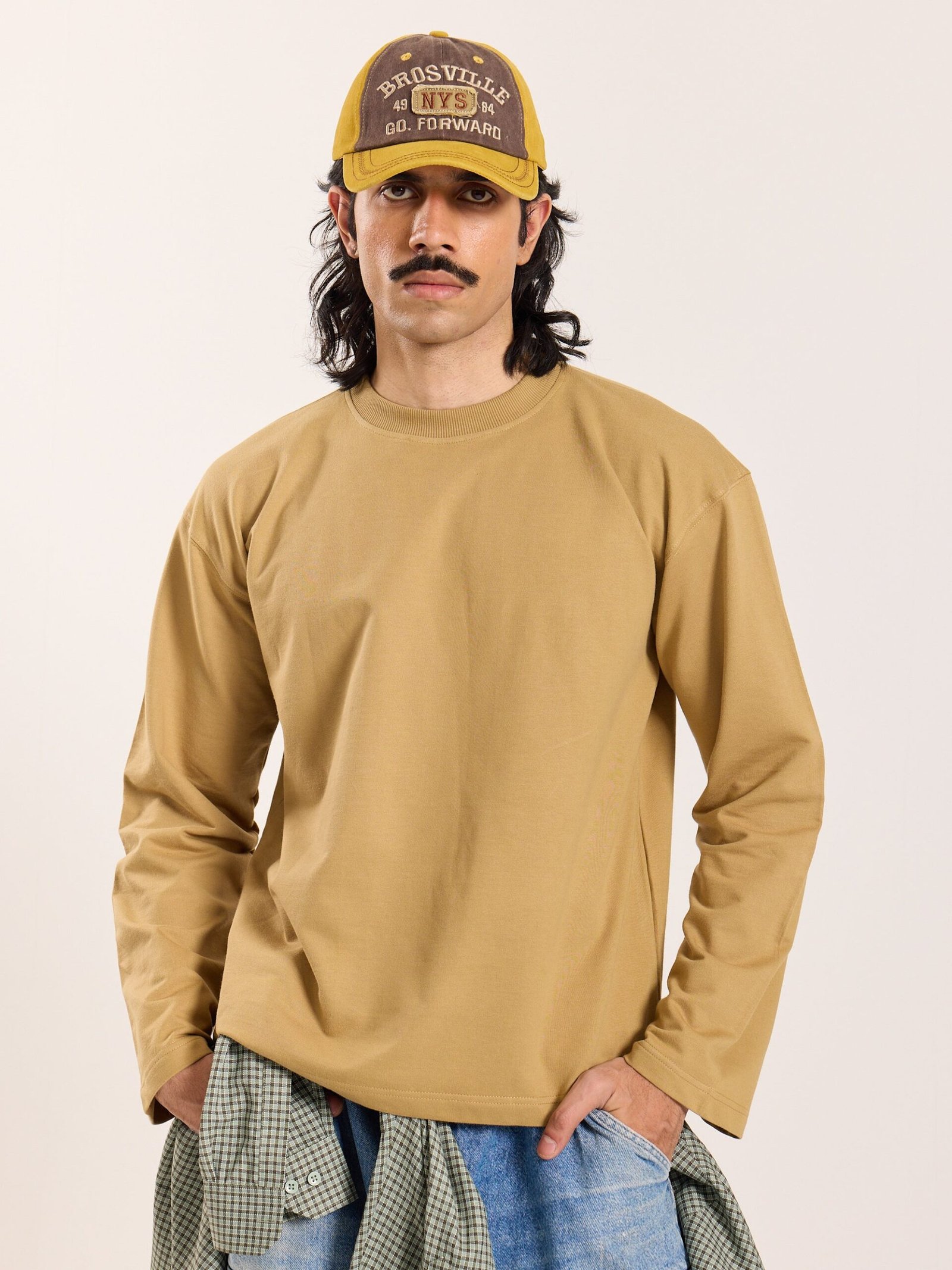 Khaki Loose Fit Cropped T-Shirt - Image 3