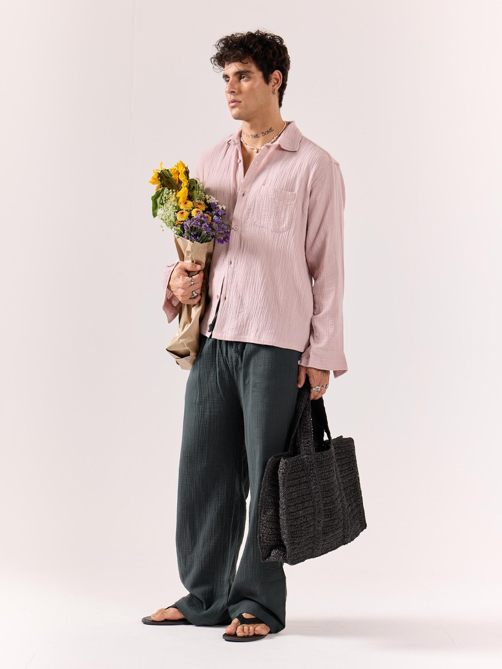 Pale Pink Gauze Holiday Shirt - Image 2