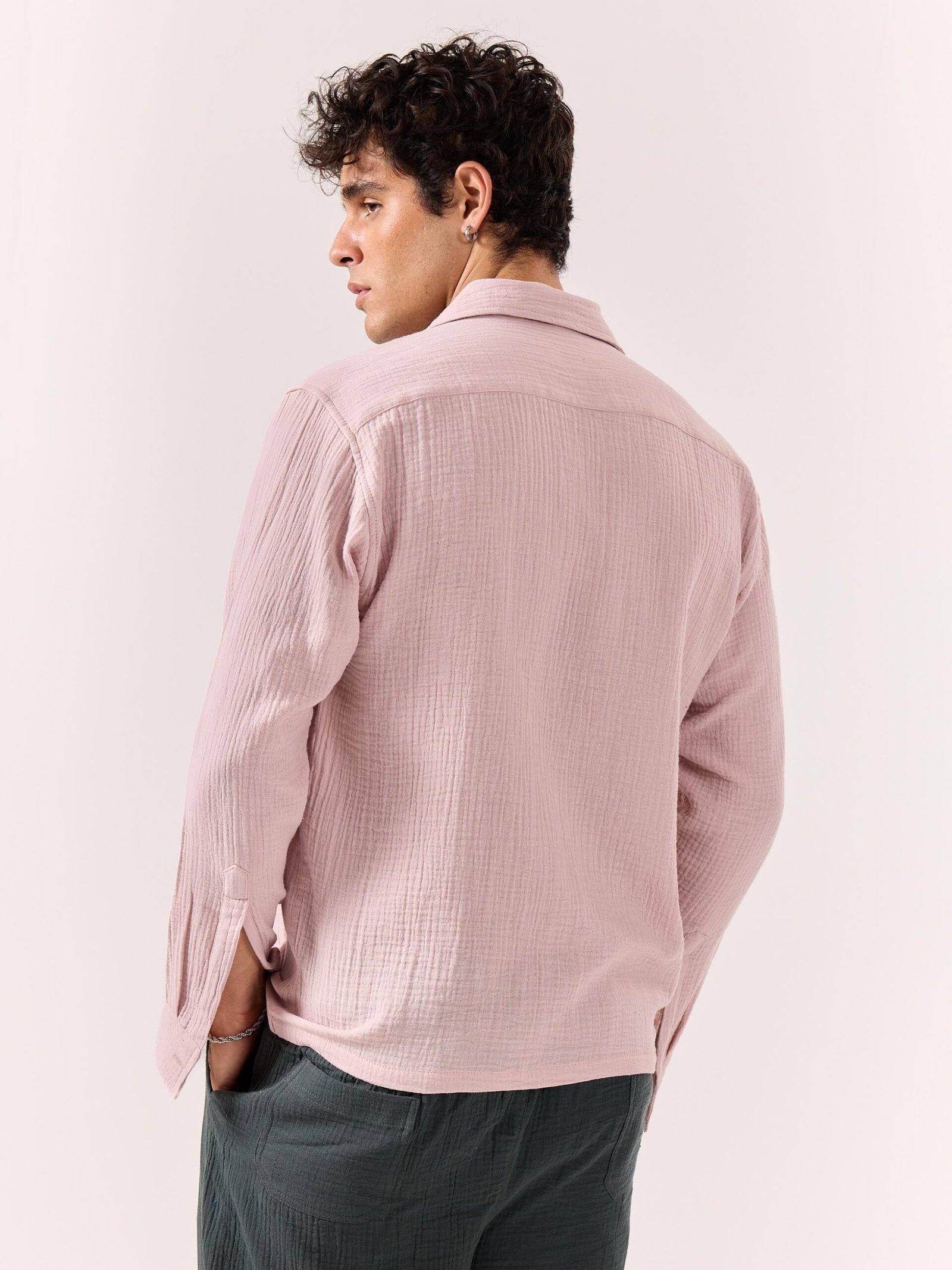 Pale Pink Gauze Holiday Shirt - Image 7