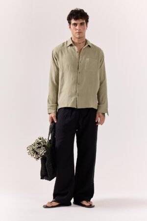 Pista Green Gauze Holiday Shirt