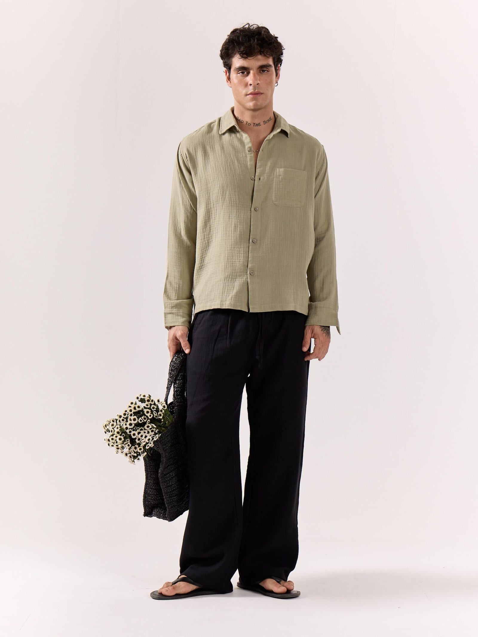 Pista Green Gauze Holiday Shirt