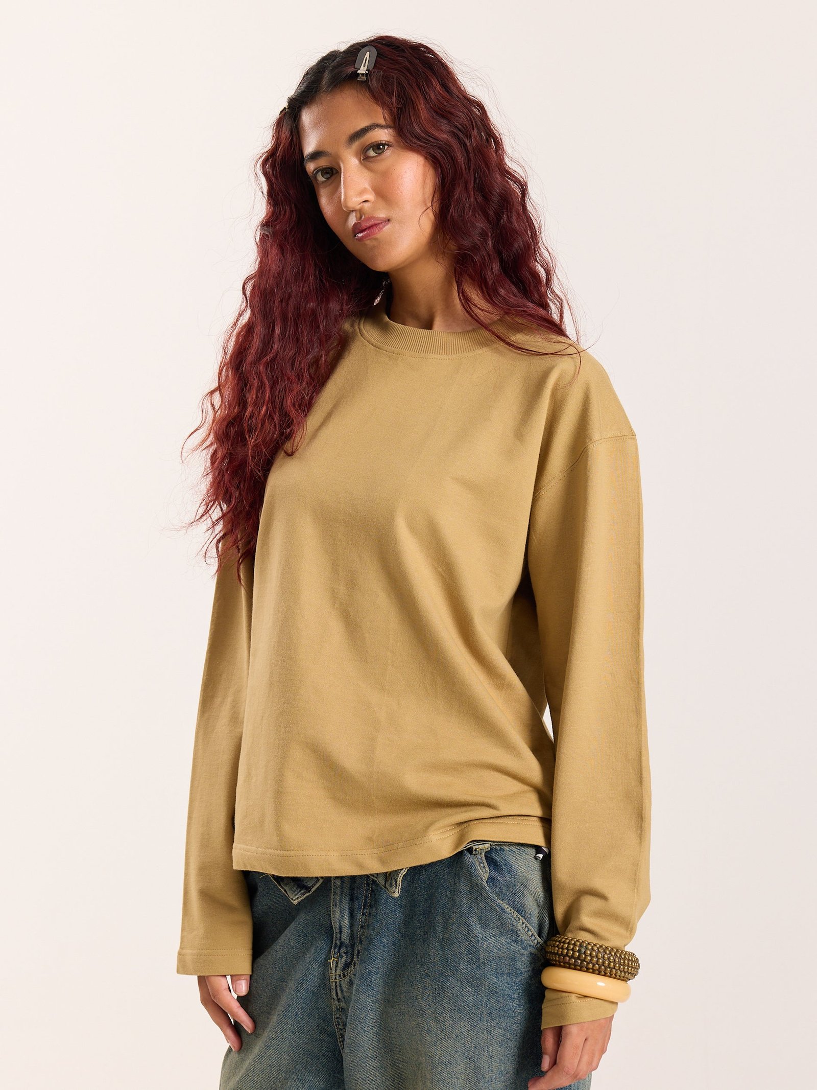 Khaki Loose Fit Cropped T-Shirt - Image 7