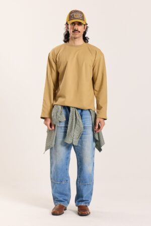 Khaki Loose Fit Cropped T-Shirt