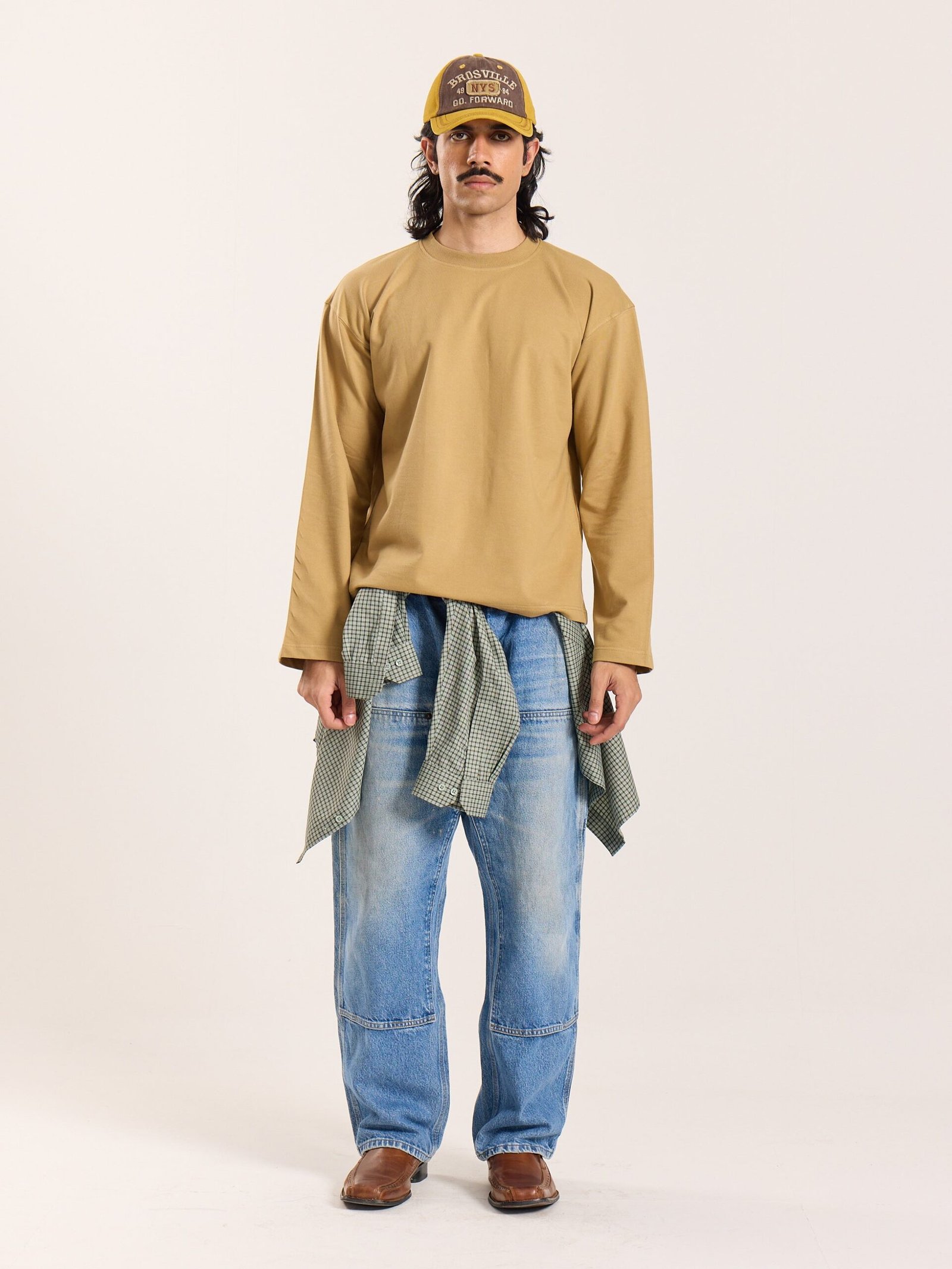 Khaki Loose Fit Cropped T-Shirt